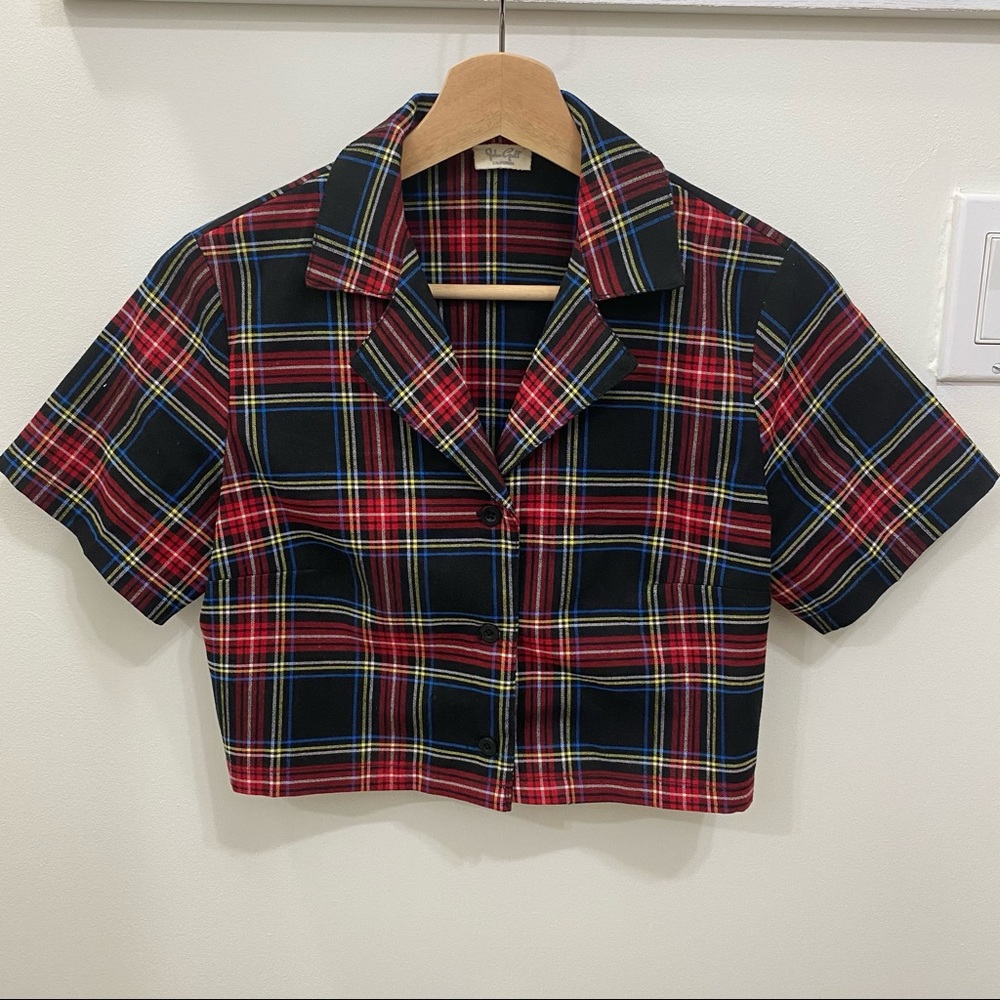 Brandy Melville Multicolor Plaid Crop Top